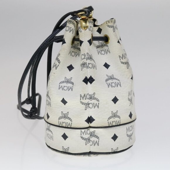Authentic MCM Vicetos Logogram Shoulder Bag PVC Leather White - Picture 10 of 16